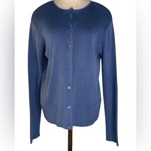 Vintage Robert Scott Womens Blue Silk Button Front Longsleeve Cardigan Small